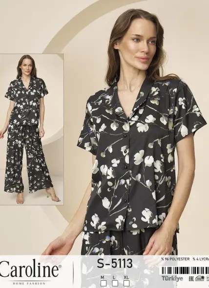✅Пижама Женская на Пуговицах Комплект с Брюками 2-ка (M+L+XL) Caroline Оптом Турция Фабрика