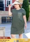 CCNR10812 HAKİ Оптом Турция Платье (XL+2XL+3XL+4XL) COCOON Фабрика Купить Оптом с Турция