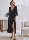 sevim 14383 Siayh Оптом Турция  Халат + Сорочка Комплект Женский (S+M+L+XL) Sevim Фабрика Купить Оптом с Турция