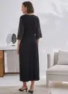 sevim 14383 Siayh Оптом Турция  Халат + Сорочка Комплект Женский (S+M+L+XL) Sevim Фабрика Купить Оптом с Турция