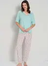 Pijadore 1888 Yesil Оптом Турция Пижама Женская Комплект с Брюками (M+L+XL+XXL) Pijadore 1888 Yesil Фабрика Купить Оптом с Ту...
